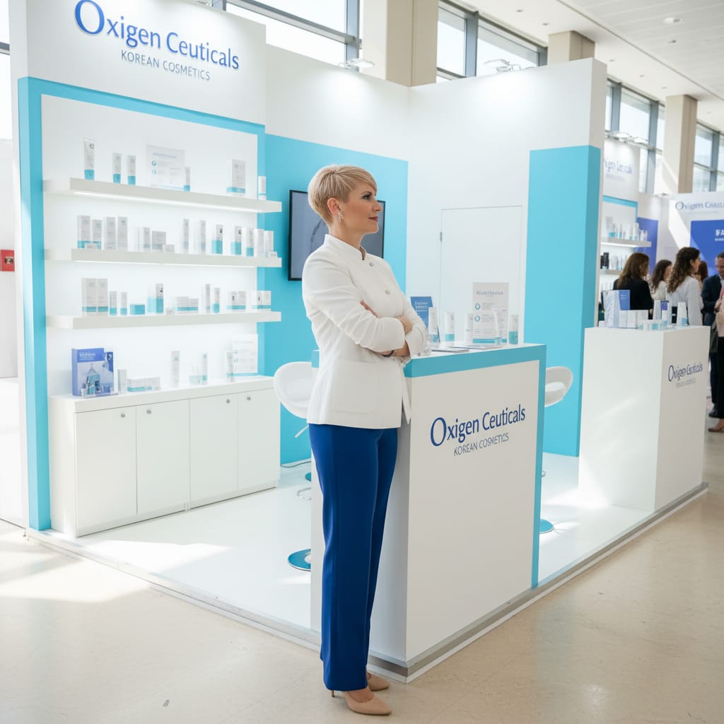 Laura Herrera en stand OxygenCeuticals